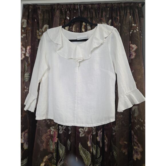 Bryn Walker Ruffle Linen Top Medium - Picture 10 of 15